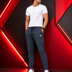 BLACK BAAJ Men's Premium Navy Blue Jogger Track Pants | Slim Fit Sports Lower for Gym, Running & Daily Wear