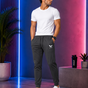 BLACK BAAJ Men's Premium Dark Grey Jogger Track Pants | Slim Fit Gym & Sports Lower for Men